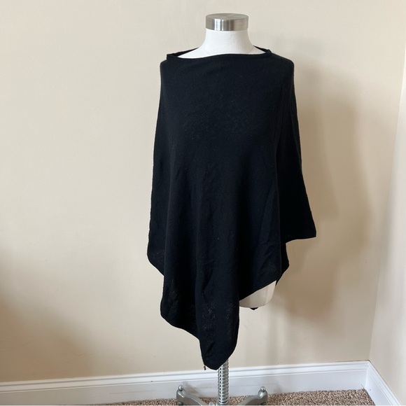 Beryll Black 100% Cashmere Knit Lightweight Poncho Sweater 26260 - Picture 2 of 7